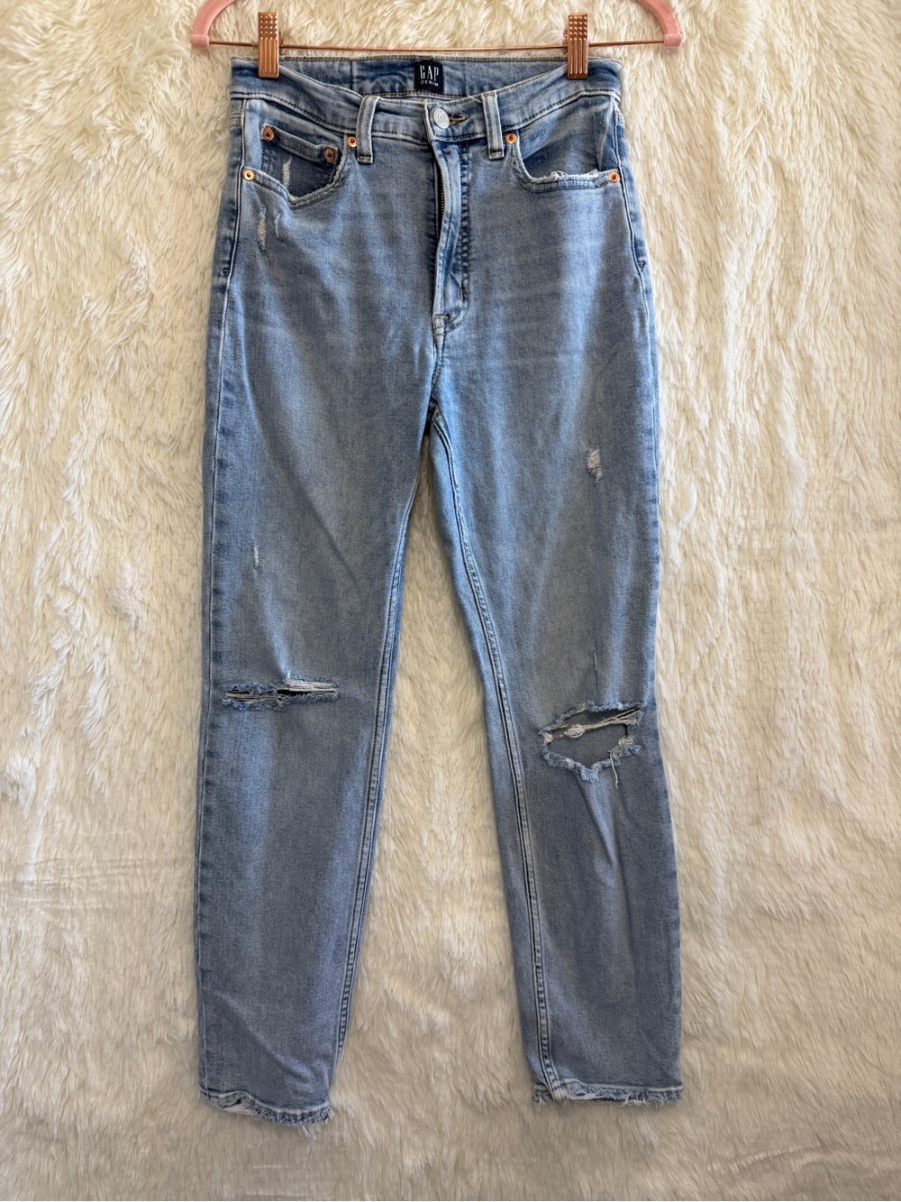 Gap Womens Distressed Hi Rise Cigarette Jeans Size 4 Light Wash Indie Sleaze
